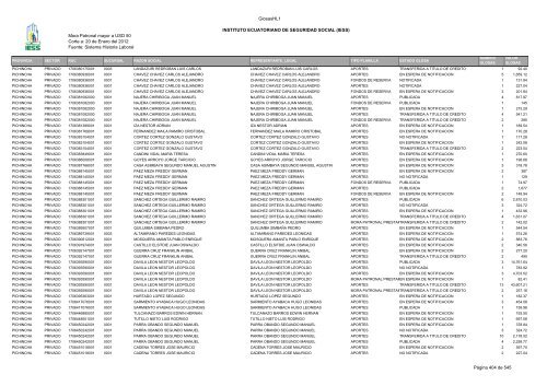 Mora Patronal mayor a USD 50 Corte a: 20 de Enero del 2012 ...