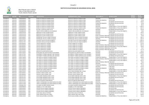 Mora Patronal mayor a USD 50 Corte a: 20 de Enero del 2012 ...