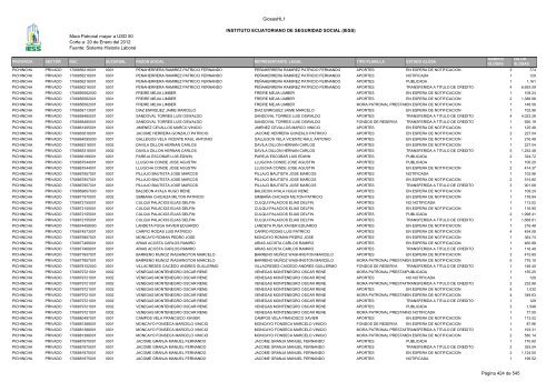 Mora Patronal mayor a USD 50 Corte a: 20 de Enero del 2012 ...