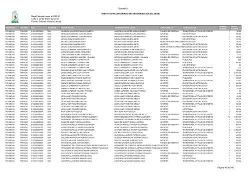 Mora Patronal mayor a USD 50 Corte a: 20 de Enero del 2012 ...