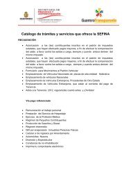 Catálogo de Trámites y Servicios que ofrece la SEFINA 2012