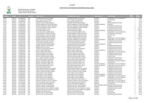 Mora Patronal mayor a USD 50 Corte a: 20 de Enero del 2012 ...