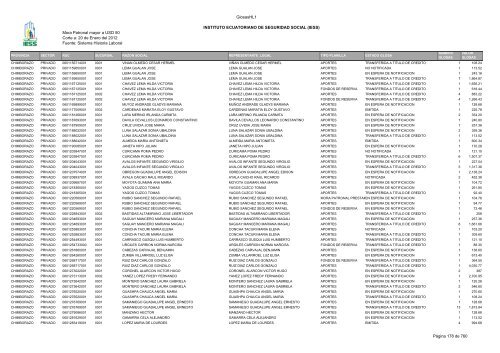 Mora Patronal mayor a USD 50 Corte a: 20 de Enero del 2012 ...