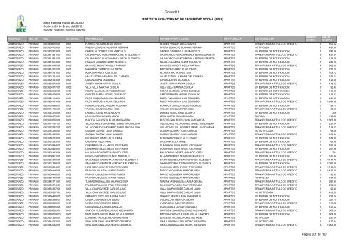 Mora Patronal mayor a USD 50 Corte a: 20 de Enero del 2012 ...