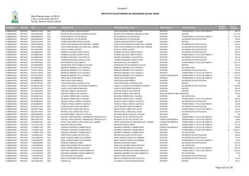 Mora Patronal mayor a USD 50 Corte a: 20 de Enero del 2012 ...