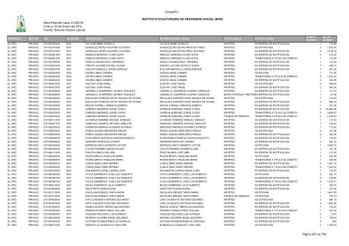 Mora Patronal mayor a USD 50 Corte a: 20 de Enero del 2012 ...