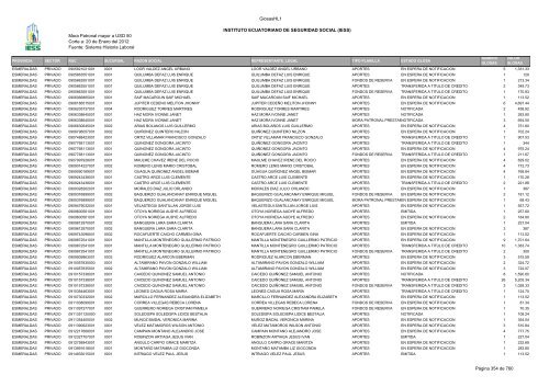 Mora Patronal mayor a USD 50 Corte a: 20 de Enero del 2012 ...