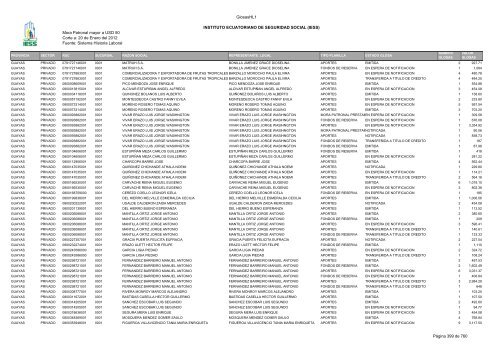 Mora Patronal mayor a USD 50 Corte a: 20 de Enero del 2012 ...