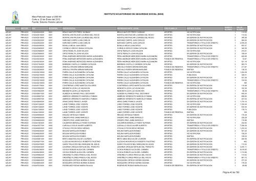 Mora Patronal mayor a USD 50 Corte a: 20 de Enero del 2012 ...