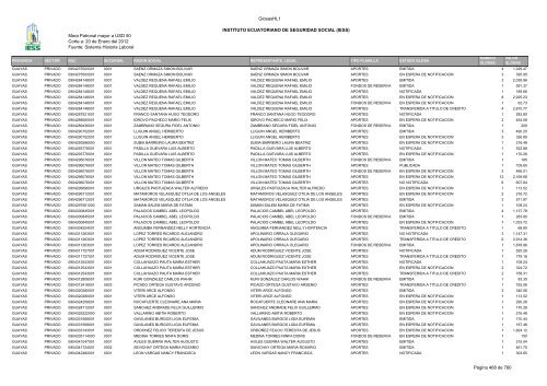 Mora Patronal mayor a USD 50 Corte a: 20 de Enero del 2012 ...