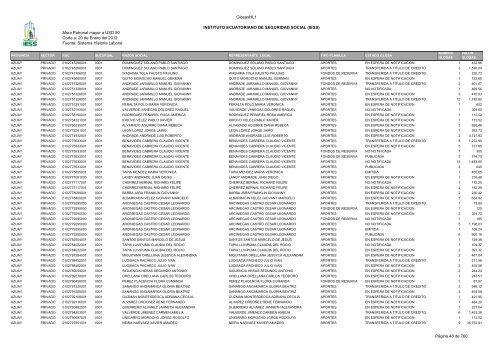 Mora Patronal mayor a USD 50 Corte a: 20 de Enero del 2012 ...