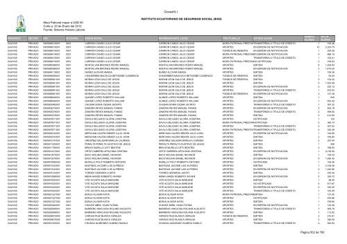 Mora Patronal mayor a USD 50 Corte a: 20 de Enero del 2012 ...