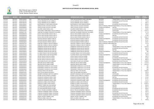 Mora Patronal mayor a USD 50 Corte a: 20 de Enero del 2012 ...