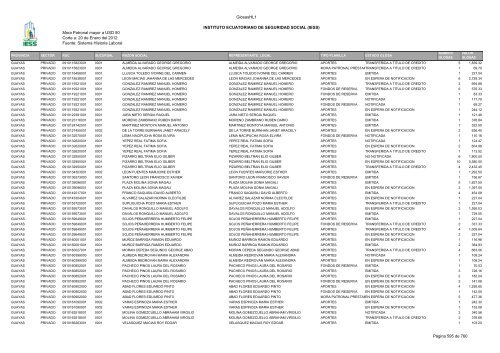 Mora Patronal mayor a USD 50 Corte a: 20 de Enero del 2012 ...