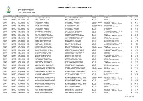 Mora Patronal mayor a USD 50 Corte a: 20 de Enero del 2012 ...