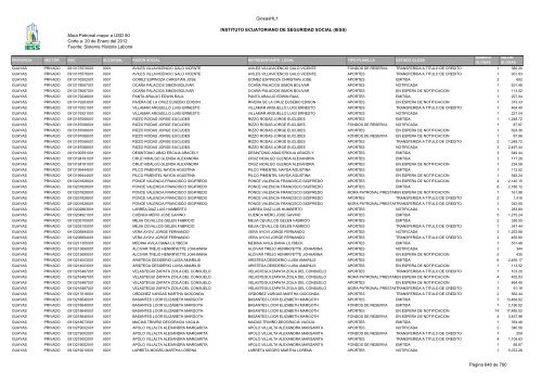 Mora Patronal mayor a USD 50 Corte a: 20 de Enero del 2012 ...