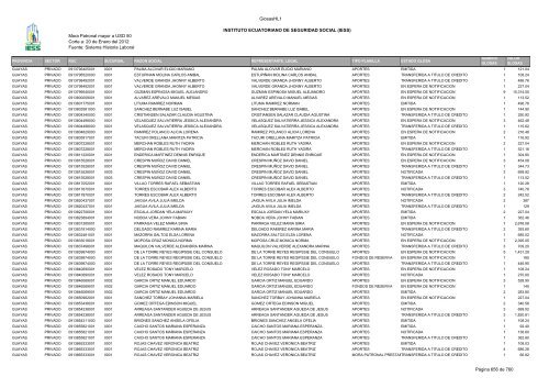 Mora Patronal mayor a USD 50 Corte a: 20 de Enero del 2012 ...