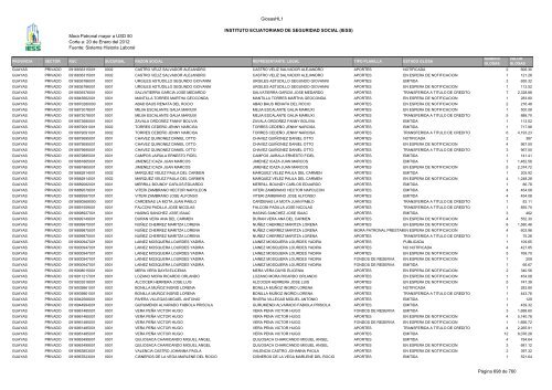 Mora Patronal mayor a USD 50 Corte a: 20 de Enero del 2012 ...