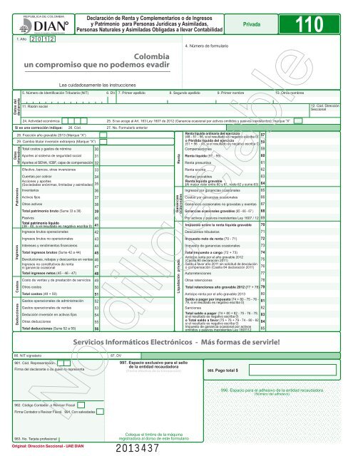 Formulario 110 - Dian