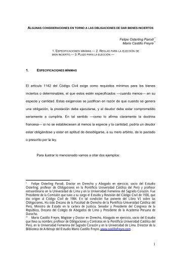 Algunas consideraciones en torno a las obligaciones de dar bienes ...