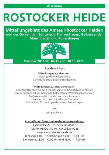 Mitteilungsblatt des Amtes - Amt Rostocker Heide