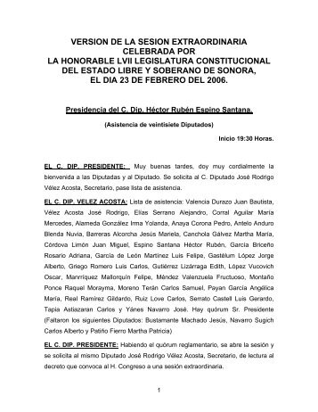 Febrero-23-2006 - H. Congreso del Estado de Sonora