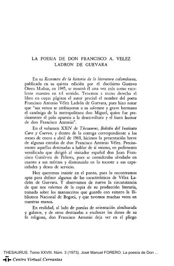 La poesía de Don Francisco A. Vélez Ladrón de Guevara