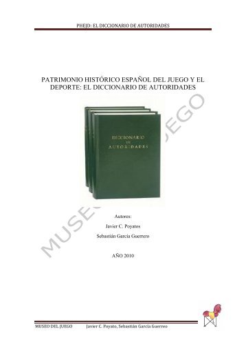 PHEJD DICCIONARIO DE AUTORIDADES - Museo del Juego