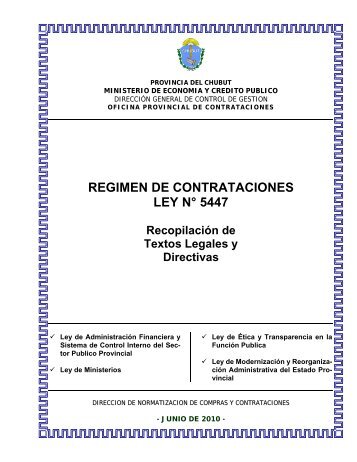 REGIMEN DE CONTRATACIONES LEY N° 5447 - Organismos