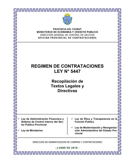 REGIMEN DE CONTRATACIONES LEY N° 5447 - Organismos