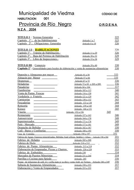 Ordenanza 2034 Municipalidad De Viedma