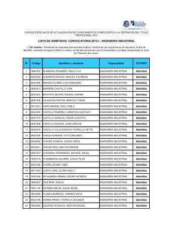 LISTA DE ADMITIDOS- CONVOCATORIA 2012-I ... - CEC-PUCP