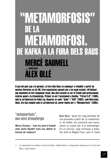 “METAMORFOSIS” METAMORFOSI. - Teatre Lliure