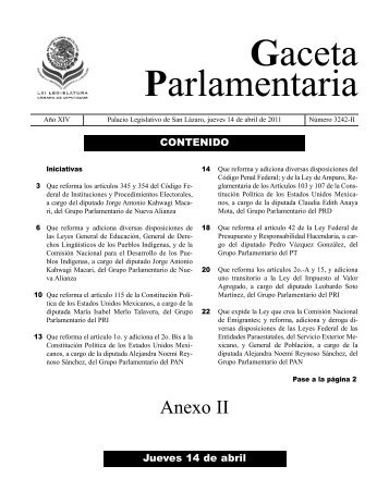 14 abr anexo II.qxd - Gaceta Parlamentaria, Cámara de Diputados