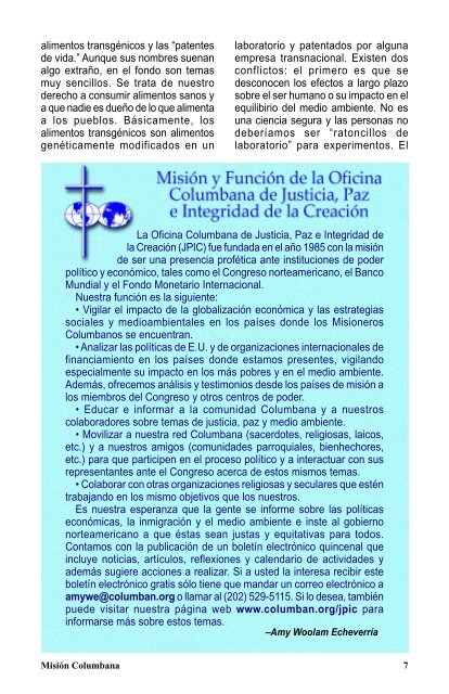 DISTRIBUCION GRATUITA - Misioneros Columbanos