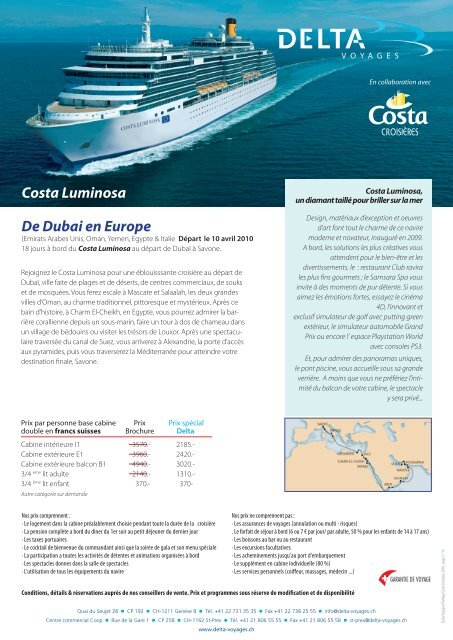 Costa Mediterranea - Delta Voyages