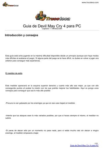 Guia de DEVIL MAY CRY 4 para PC - Trucoteca.com