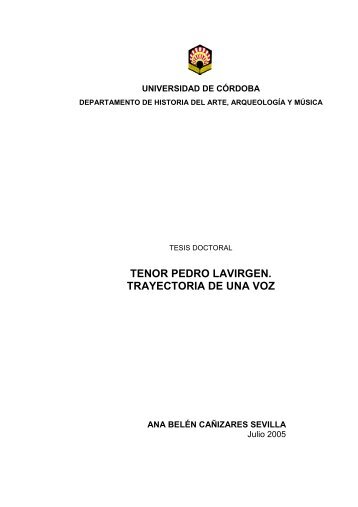 tenor pedro lavirgen. trayectoria de una voz - Helvia :: Repositorio ...