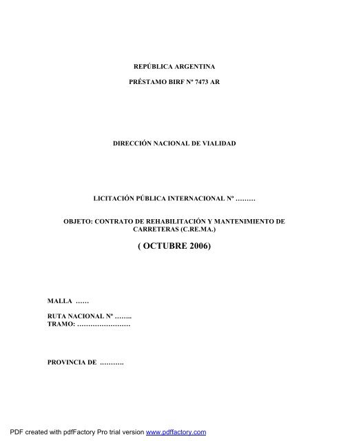 PLIEGO BIRF punteado -version marzo-09 - Dirección Nacional de ...