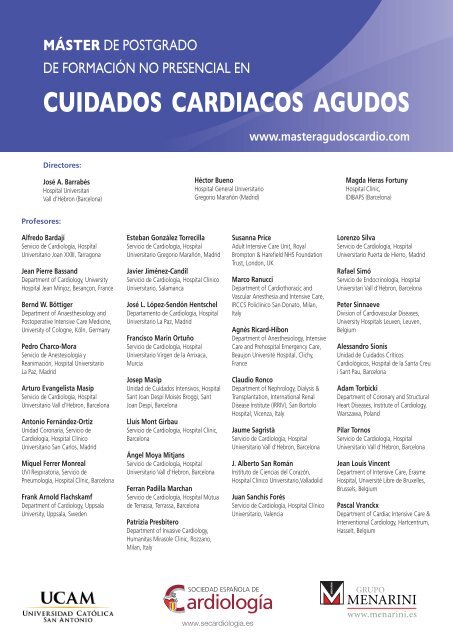 Información básica - Máster de cuidados cardiológicos agudos