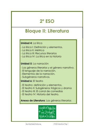 2º ESO Bloque II: Literatura - Apuntes Marea Verde