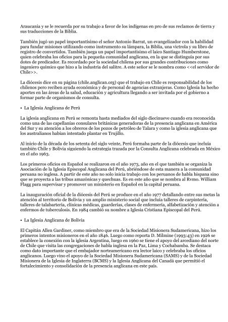 Presencia Anglicana en América Latina - Iglesia Episcopal en ...