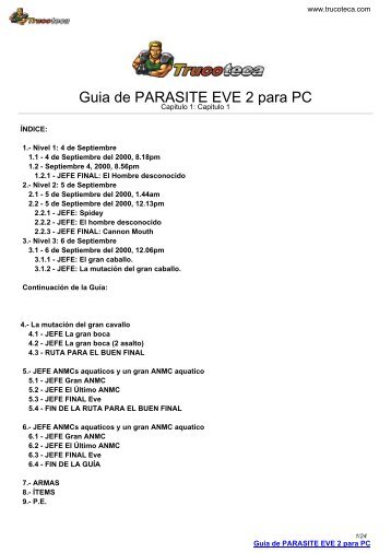 Guia de PARASITE EVE 2 para PC - Trucoteca.com