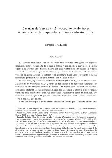 Zacarías de Vizcarra y La vocación de América