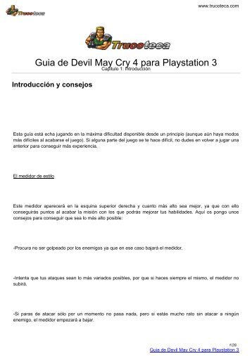 Guia de DEVIL MAY CRY 4 para Playstation 3 - Trucoteca.com