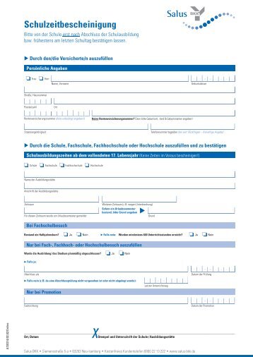 Schulzeitbescheinigung herunterladen - Salus BKK