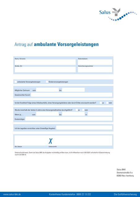 Antrag auf ambulante Vorsorgeleistungen.indd - Salus BKK