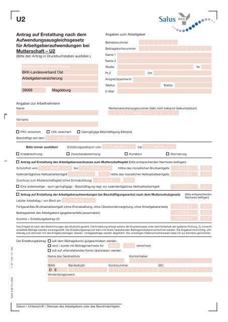 Antrag Auf Erstattung Nach Dem Salus Bkk
