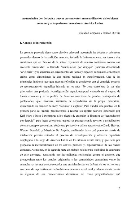 Nombre y Apellido: Claudia Composto y Hernán Ouviña