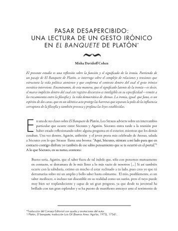 una lectura de un gesto irónico en el banquete de platón